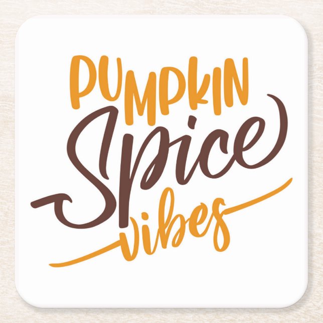 Pumpkin Spice Vibes Square Paper Coaster (Front)