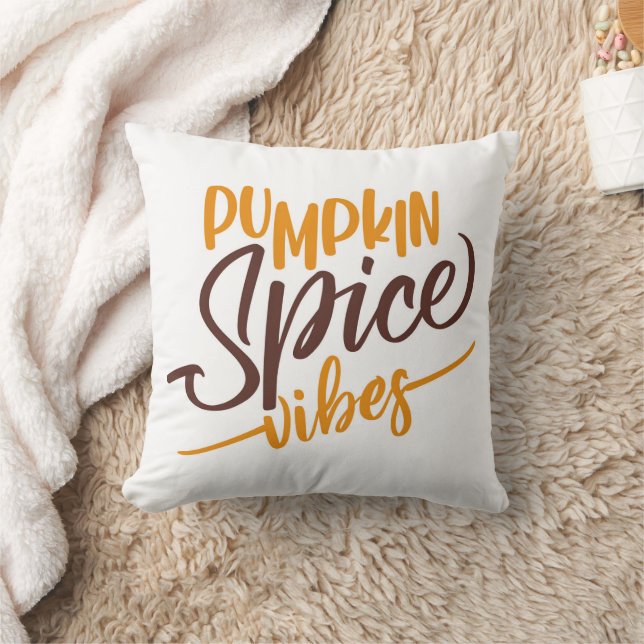 Pumpkin Spice Vibes Throw Pillow (Blanket)