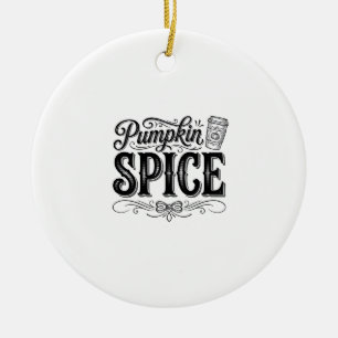 Pumpkin Spice Vintage Coffee Fall Shirt Design_1 Ceramic Ornament