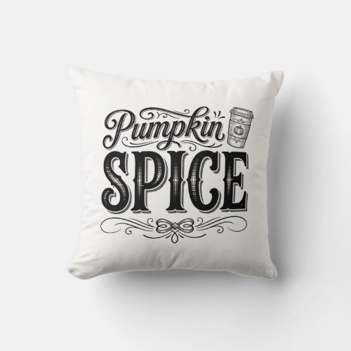 Pumpkin Spice Vintage Coffee Fall Shirt Design_1 Throw Pillow