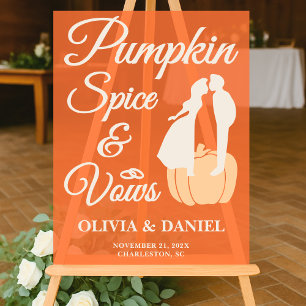 Pumpkin Spice & Vows Fall Wedding Welcome Acrylic Sign