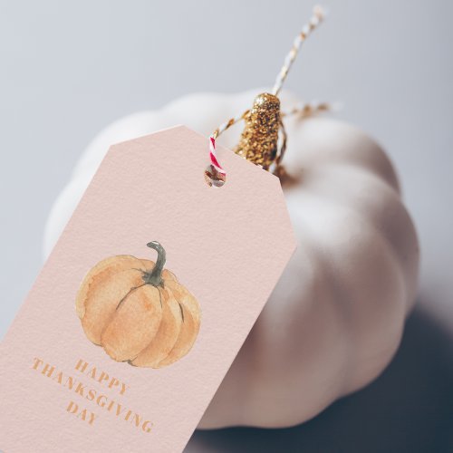 Pumpkin Spice Watercolor Pumpkin Orange And Pink  Gift Tags