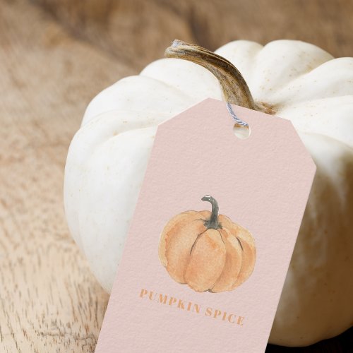 Pumpkin Spice Watercolor Pumpkin Orange And Pink Gift Tags
