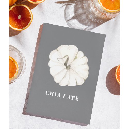 Pumpkin Spice Watercolor Pumpkin White  Grey Holiday Card