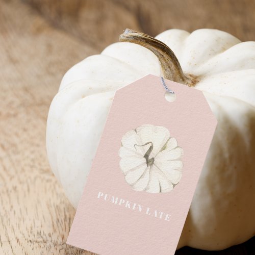 Pumpkin Spice Watercolor Pumpkin White  Pink Gift Tags