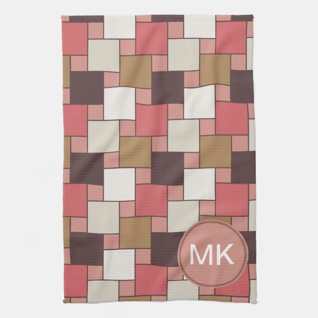 Pumpkin Spice Weave Pattern Kitchen Towel (Vertical)