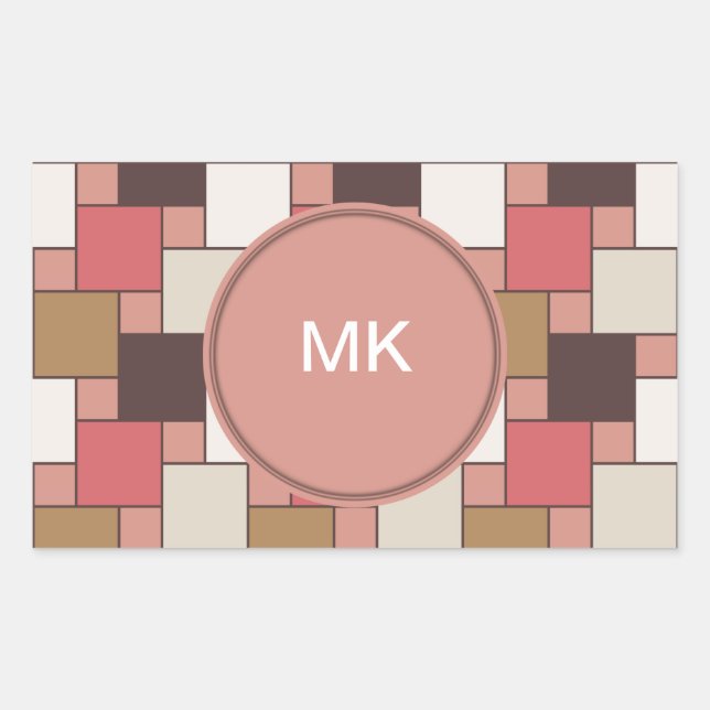 Pumpkin Spice Weave Pattern Rectangular Sticker (Front)