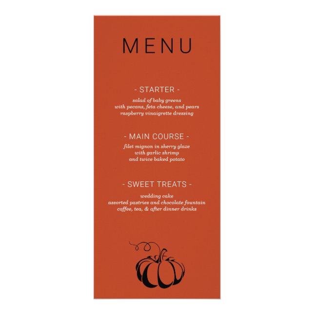Pumpkin Spice Wedding Menu (Front)