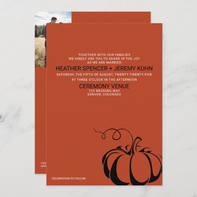 Pumpkin Spice with Details Wedding Invitation (Front/Back)