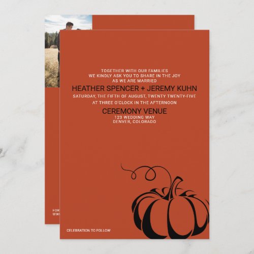 Pumpkin Spice with Details Wedding Invitation