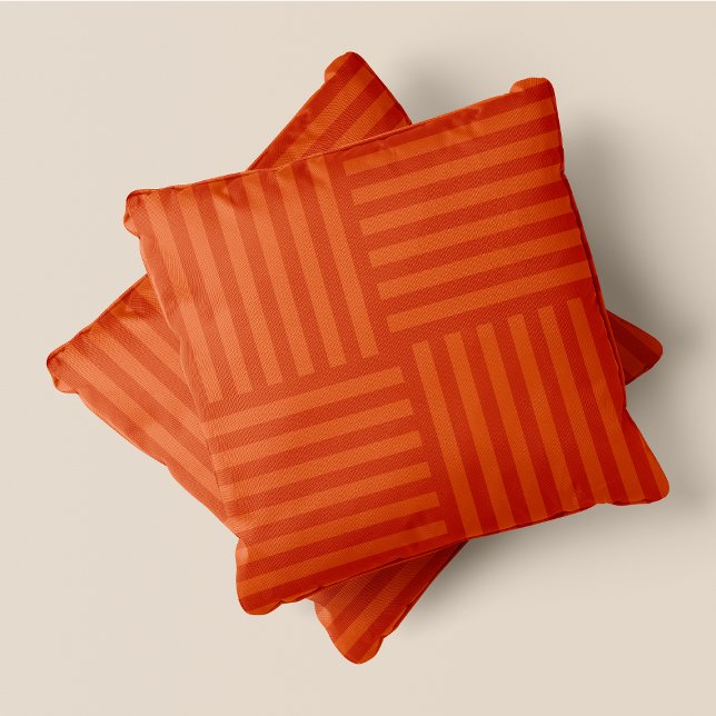 Pumpkin Spice-yyyy Orange Large Stripe Squares Throw Pillow (Pumpkin Spice-yyyy Orange Large Stripe Squares Throw Pillow)