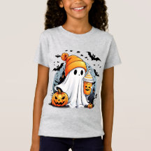 Pumpkin-Spiced Cozy Specter Girl's T-Shirt