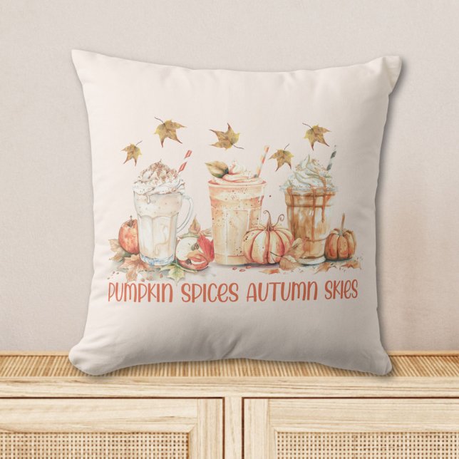 Pumpkin Spices Fall Autumn Drink Funny Quote Throw Pillow (In situ)