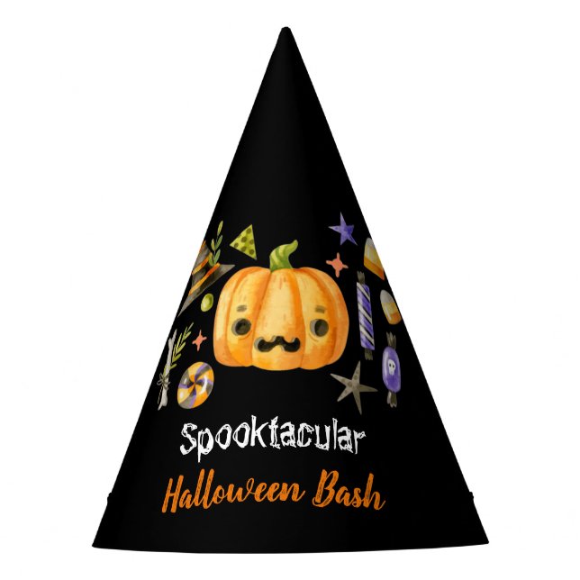 Pumpkin Spooktacular Halloween Bash Party Black Hat (Front)