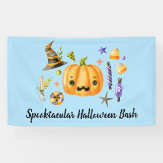 Pumpkin Spooktacular Halloween Bash Party Blue Banner
