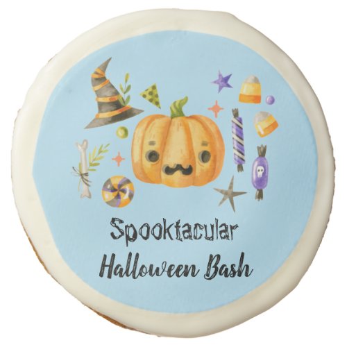 Pumpkin Spooktacular Halloween Bash Party Blue Sugar Cookie
