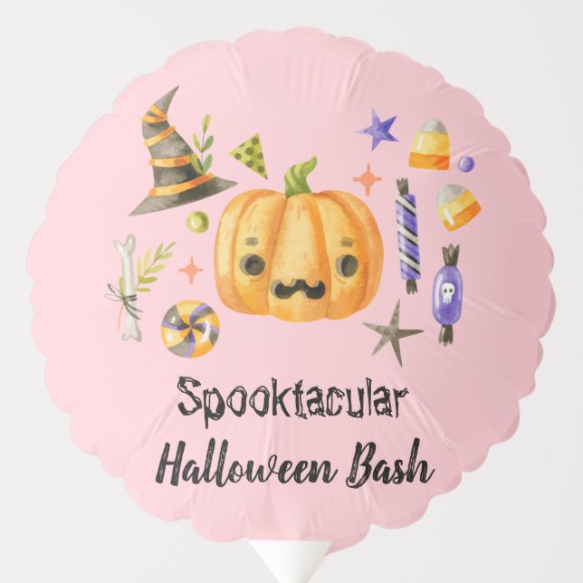 Pumpkin Spooktacular Halloween Bash Party Pink Balloon (Front)