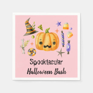 Pumpkin Spooktacular Halloween Bash Party Pink Napkins