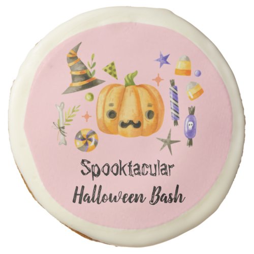 Pumpkin Spooktacular Halloween Bash Party Pink Sugar Cookie