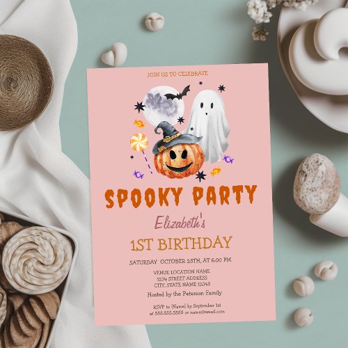 Pumpkin Spooky Party Birthday Invitation