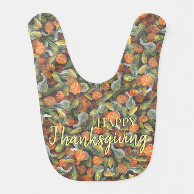 Pumpkin, Squash Autumn Harvest Baby Bib (Front)