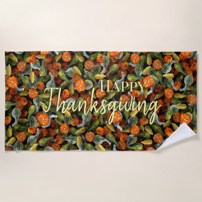 Pumpkin, Squash Autumn Harvest Beach Towel (Front)