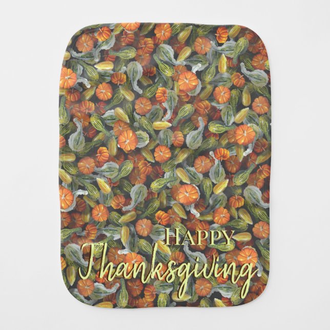 Pumpkin, Squash Autumn Harvest Burp Cloth (Front)