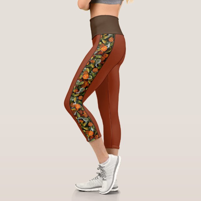 Pumpkin, Squash Autumn Harvest Capri Leggings (Left)