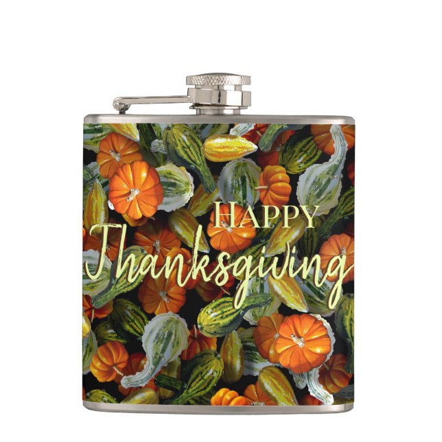 Pumpkin, Squash Autumn Harvest Flask (Front)