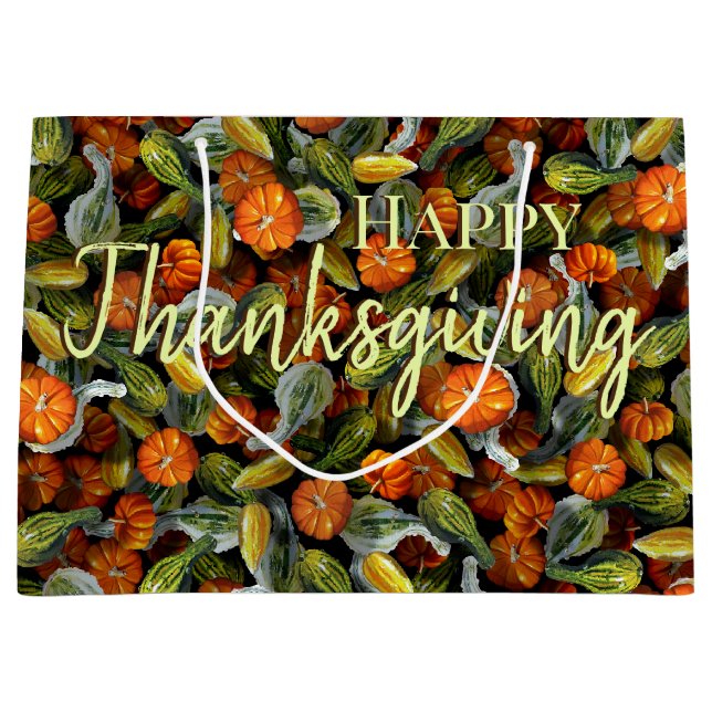 Pumpkin, Squash Autumn Harvest Large Gift Bag (Front)