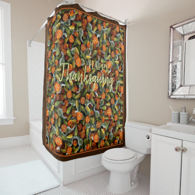 Pumpkin, Squash Autumn Harvest Shower Curtain (In Situ)
