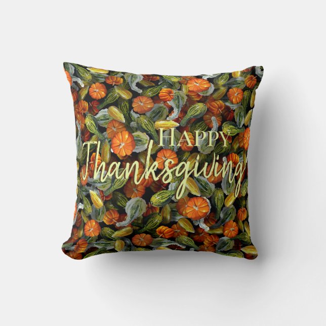 Pumpkin, Squash Autumn Harvest Throw Pillow (Front)