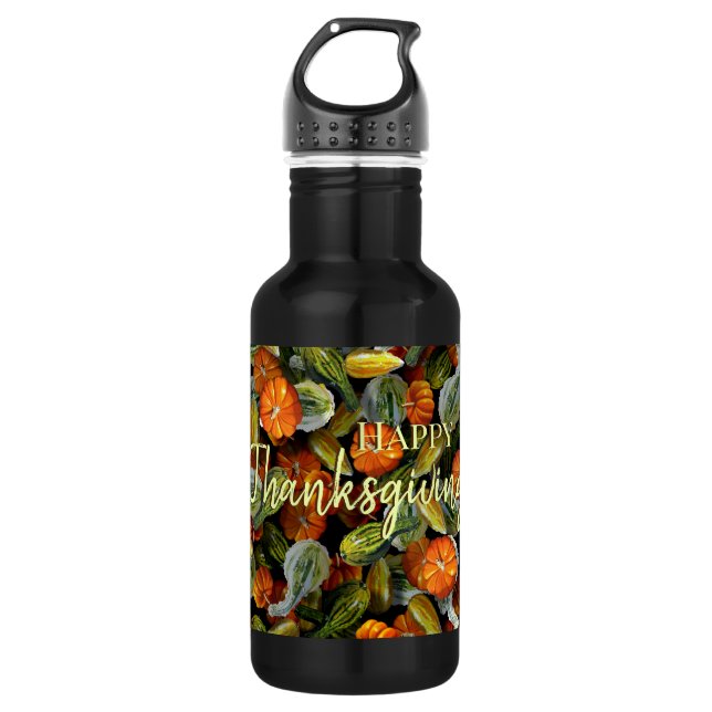 Pumpkin, Squash Autumn Harvest Water Bottle (Front)