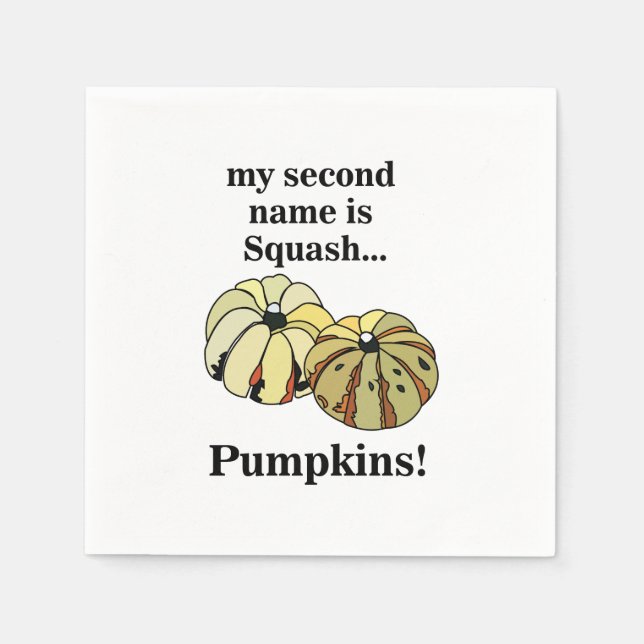 Pumpkin Squash Funny Fall Party Napkins (Front)