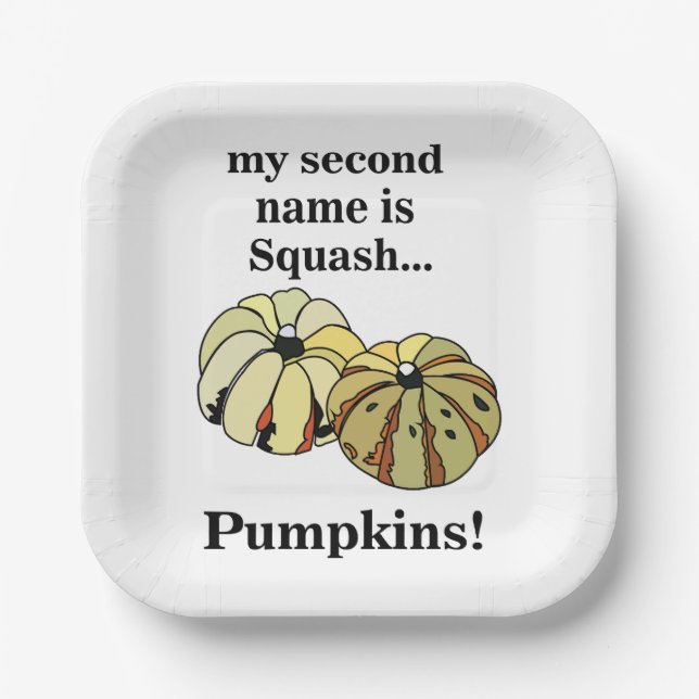 Pumpkin Squash Funny Fall Party Paper Plates (Front)