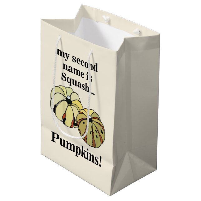 Pumpkin Squash Funny Pumpkins Medium Gift Bag (Front Angled)
