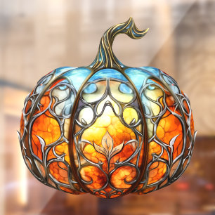 Pumpkin Stained Glass Window Cling
