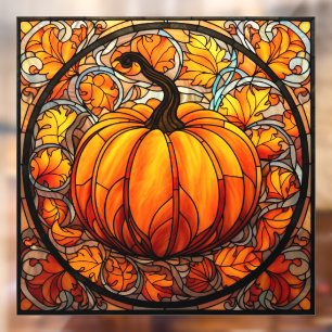 Pumpkin Stained Glass Window Cling