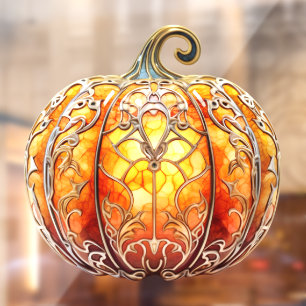 Pumpkin Stained Glass Window Cling