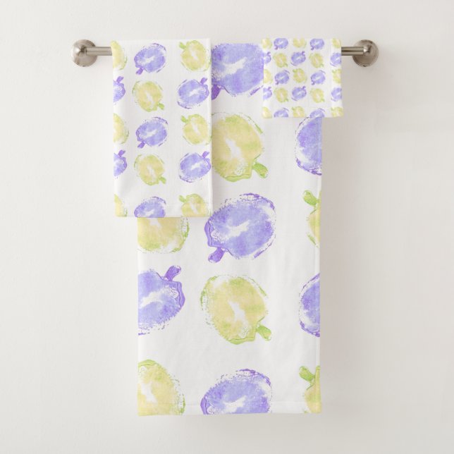 Pumpkin Stamps Hand Painted Halloween Pattern Bath Towel Set (Insitu)