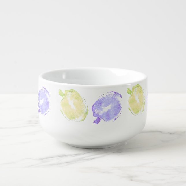 Pumpkin Stamps Hand Painted Halloween Pattern  Soup Mug (Front)