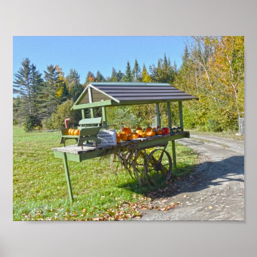 Pumpkin Stand in Vermont in Autumn Poster