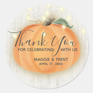 Pumpkin String Lights Rustic Thank You Classic Round Sticker