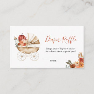 Pumpkin Stroller Floral Baby Shower Diaper Raffle Enclosure Card