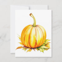 Pumpkin Study C in Watercolors & Pen Holiday Card