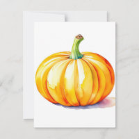 Pumpkin Study D in Watercolors & Pen Holiday Card