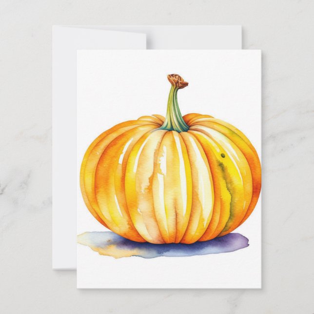 Pumpkin Study E in Watercolors & Pen Holiday Card (Front)