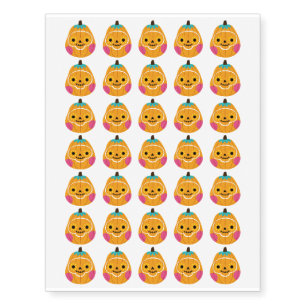 Pumpkin Sugar Skull Halloween Design Temporary Tattoos