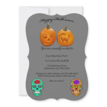 Pumpkin Sugar Skull Halloween Party Invitation