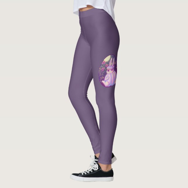 Pumpkin Suit White Rabbit In Moonlight Artwork Leggings (Left)